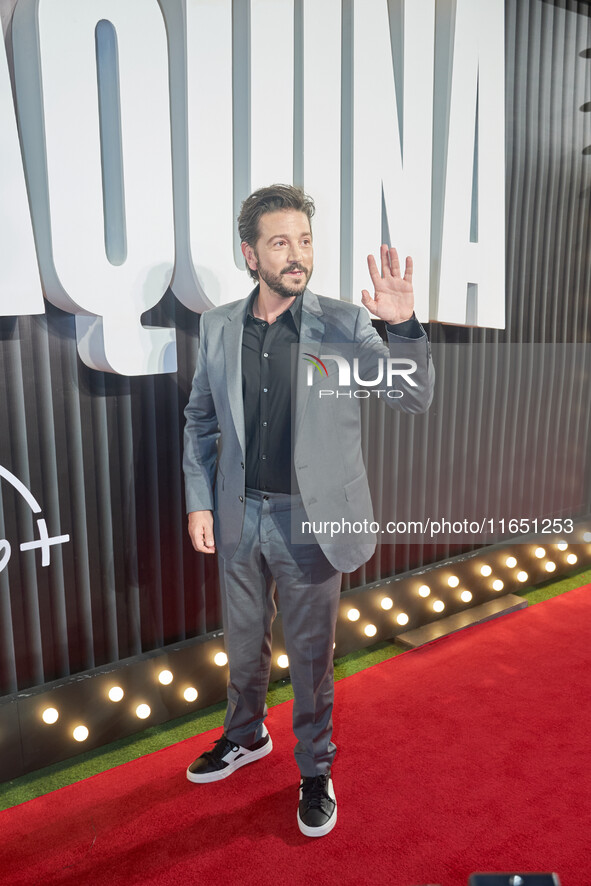 Diego Luna attends the red carpet of the 'La Maquina' by Disney Plus film premiere at Teatro Telcel in Mexico City, Mexico, on October 8, 20...