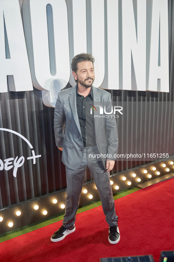 Diego Luna attends the red carpet of the 'La Maquina' by Disney Plus film premiere at Teatro Telcel in Mexico City, Mexico, on October 8, 20...