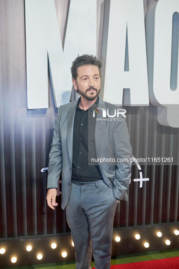 Diego Luna attends the red carpet of the 'La Maquina' by Disney Plus film premiere at Teatro Telcel in Mexico City, Mexico, on October 8, 20...