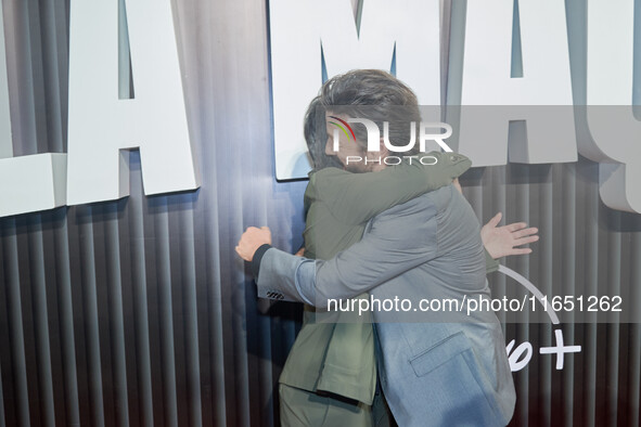 Diego Luna and Gael Garcia attend the red carpet of the 'La Maquina' film premiere by Disney Plus at Teatro Telcel in Mexico City, Mexico, o...