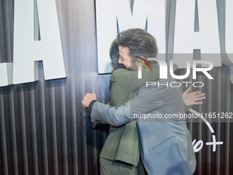 Diego Luna and Gael Garcia attend the red carpet of the 'La Maquina' film premiere by Disney Plus at Teatro Telcel in Mexico City, Mexico, o...