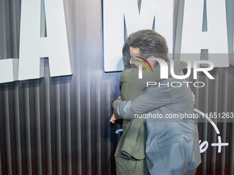 Diego Luna and Gael Garcia attend the red carpet of the 'La Maquina' film premiere by Disney Plus at Teatro Telcel in Mexico City, Mexico, o...