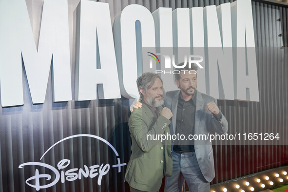 Diego Luna and Gael Garcia attend the red carpet of the 'La Maquina' film premiere by Disney Plus at Teatro Telcel in Mexico City, Mexico, o...