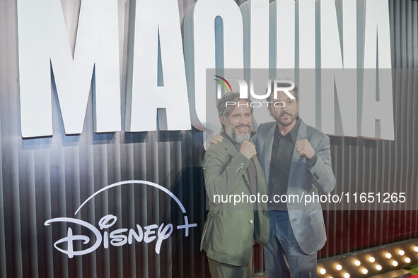 Diego Luna and Gael Garcia attend the red carpet of the 'La Maquina' film premiere by Disney Plus at Teatro Telcel in Mexico City, Mexico, o...