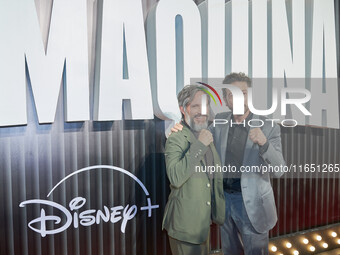 Diego Luna and Gael Garcia attend the red carpet of the 'La Maquina' film premiere by Disney Plus at Teatro Telcel in Mexico City, Mexico, o...