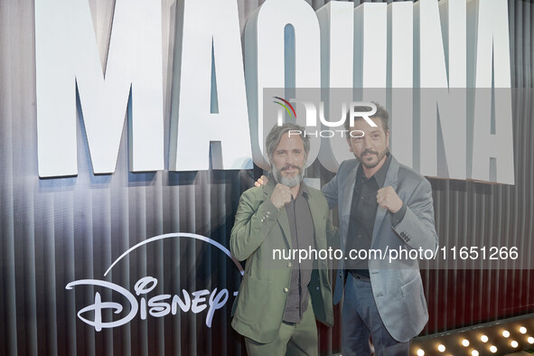 Diego Luna and Gael Garcia attend the red carpet of the 'La Maquina' film premiere by Disney Plus at Teatro Telcel in Mexico City, Mexico, o...