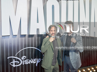 Diego Luna and Gael Garcia attend the red carpet of the 'La Maquina' film premiere by Disney Plus at Teatro Telcel in Mexico City, Mexico, o...