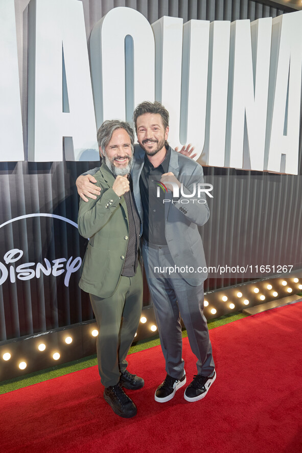 Diego Luna and Gael Garcia attend the red carpet of the 'La Maquina' film premiere by Disney Plus at Teatro Telcel in Mexico City, Mexico, o...