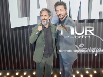 Diego Luna and Gael Garcia attend the red carpet of the 'La Maquina' film premiere by Disney Plus at Teatro Telcel in Mexico City, Mexico, o...