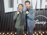 Diego Luna and Gael Garcia attend the red carpet of the 'La Maquina' film premiere by Disney Plus at Teatro Telcel in Mexico City, Mexico, o...