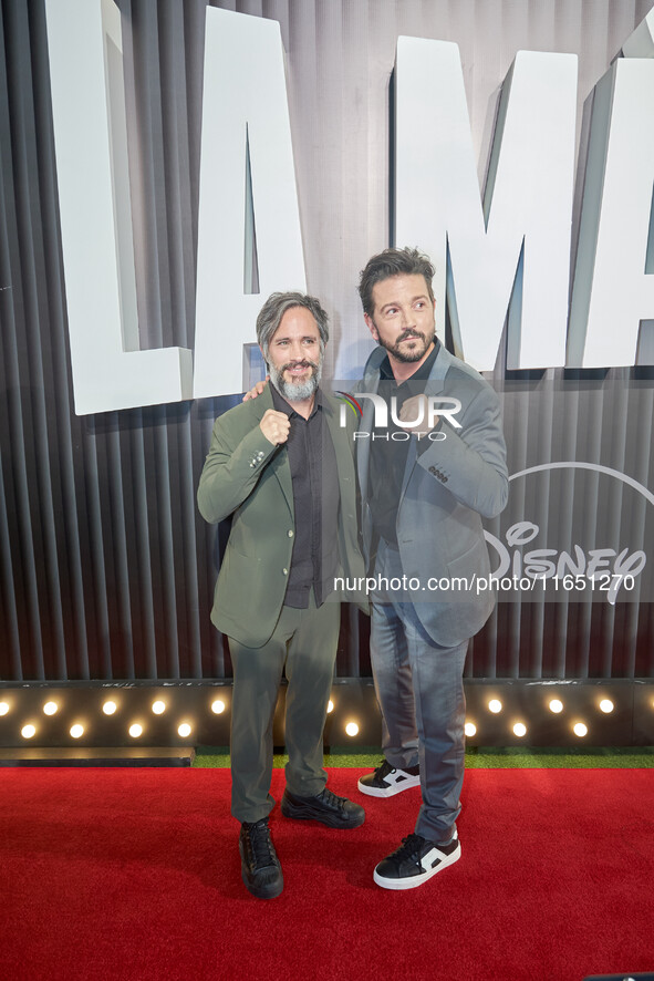 Diego Luna and Gael Garcia attend the red carpet of the 'La Maquina' film premiere by Disney Plus at Teatro Telcel in Mexico City, Mexico, o...