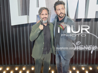 Diego Luna and Gael Garcia attend the red carpet of the 'La Maquina' film premiere by Disney Plus at Teatro Telcel in Mexico City, Mexico, o...