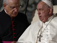 Pope Francis leads the weekly general audience in Saint Peter's Square in Vatican City on October 9, 2024. (