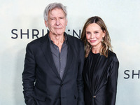 Harrison Ford and wife Calista Flockhart arrive at the World Premiere Of Apple TV+ Series' 'Shrinking' Season 2 held at the Pacific Design C...