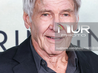 Harrison Ford arrives at the World Premiere Of Apple TV+ Series' 'Shrinking' Season 2 held at the Pacific Design Center on October 8, 2024 i...