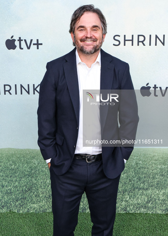 James Ponsoldt arrives at the World Premiere Of Apple TV+ Series' 'Shrinking' Season 2 held at the Pacific Design Center on October 8, 2024...