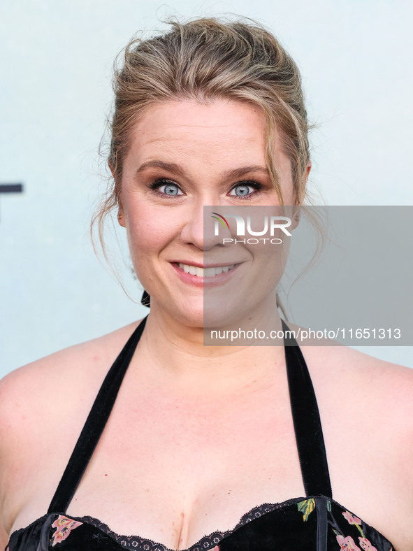 Kimberly Condict arrives at the World Premiere Of Apple TV+ Series' 'Shrinking' Season 2 held at the Pacific Design Center on October 8, 202...