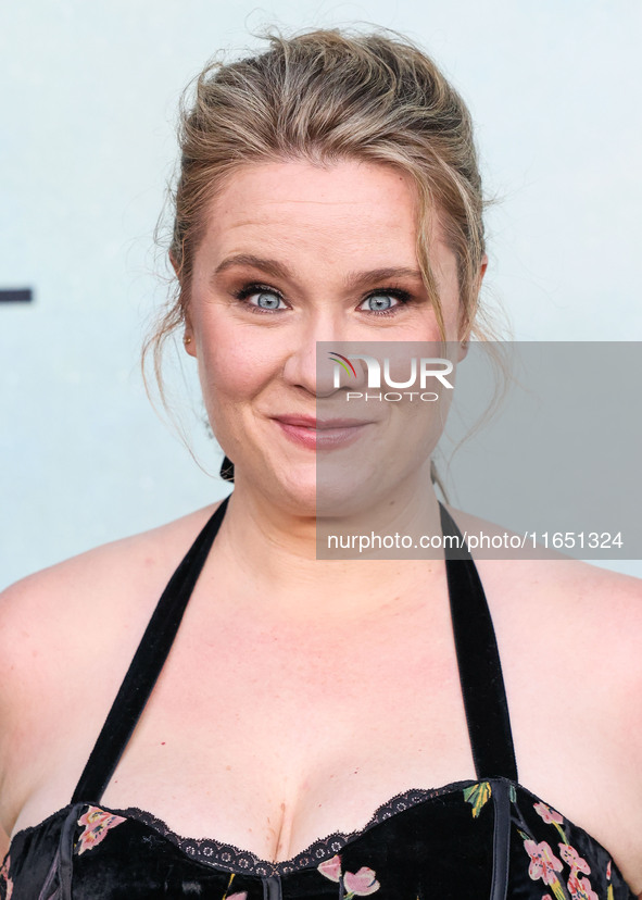 Kimberly Condict arrives at the World Premiere Of Apple TV+ Series' 'Shrinking' Season 2 held at the Pacific Design Center on October 8, 202...