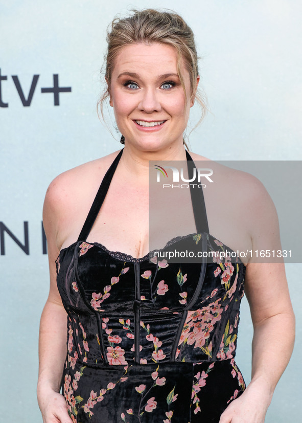 Kimberly Condict arrives at the World Premiere Of Apple TV+ Series' 'Shrinking' Season 2 held at the Pacific Design Center on October 8, 202...