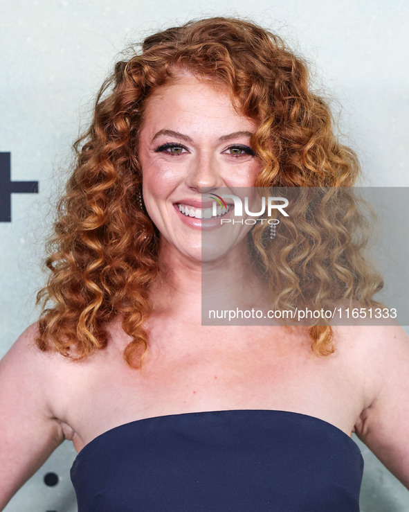 Rachel Stubington arrives at the World Premiere Of Apple TV+ Series' 'Shrinking' Season 2 held at the Pacific Design Center on October 8, 20...