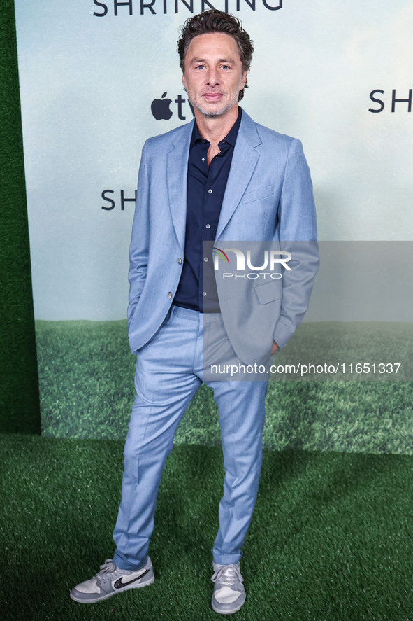 Zach Braff arrives at the World Premiere Of Apple TV+ Series' 'Shrinking' Season 2 held at the Pacific Design Center on October 8, 2024 in W...