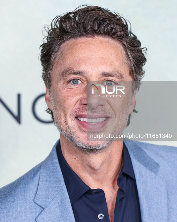 Zach Braff arrives at the World Premiere Of Apple TV+ Series' 'Shrinking' Season 2 held at the Pacific Design Center on October 8, 2024 in W...