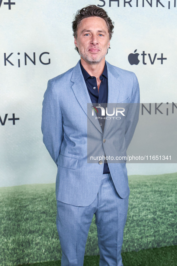 Zach Braff arrives at the World Premiere Of Apple TV+ Series' 'Shrinking' Season 2 held at the Pacific Design Center on October 8, 2024 in W...