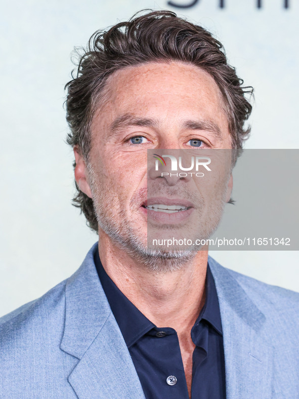 Zach Braff arrives at the World Premiere Of Apple TV+ Series' 'Shrinking' Season 2 held at the Pacific Design Center on October 8, 2024 in W...