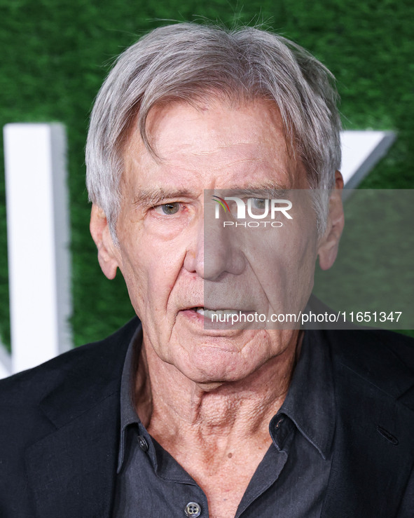 Harrison Ford arrives at the World Premiere Of Apple TV+ Series' 'Shrinking' Season 2 held at the Pacific Design Center on October 8, 2024 i...