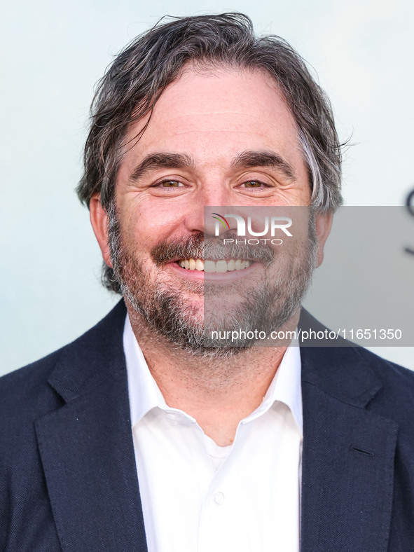 James Ponsoldt arrives at the World Premiere Of Apple TV+ Series' 'Shrinking' Season 2 held at the Pacific Design Center on October 8, 2024...