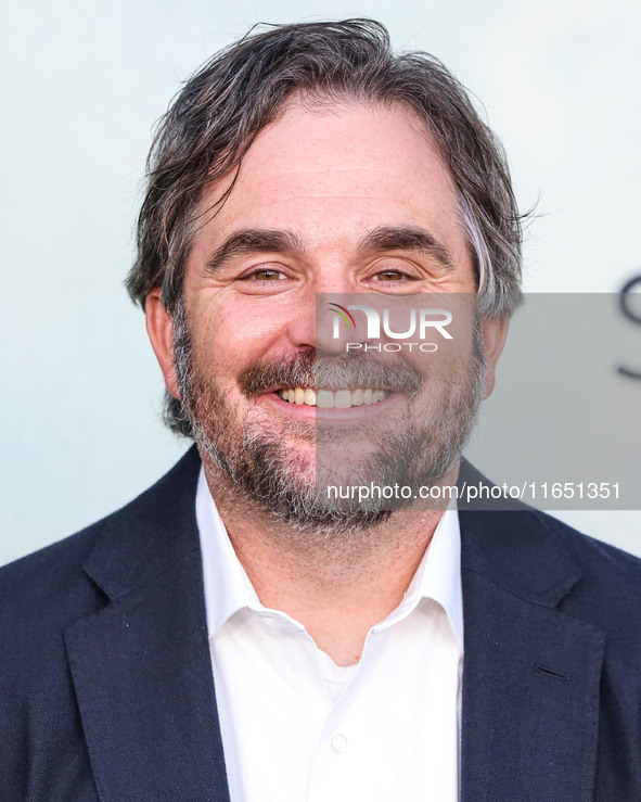 James Ponsoldt arrives at the World Premiere Of Apple TV+ Series' 'Shrinking' Season 2 held at the Pacific Design Center on October 8, 2024...