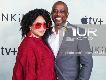 Jill Knox and Keith Powell arrive at the World Premiere Of Apple TV+ Series' 'Shrinking' Season 2 held at the Pacific Design Center on Octob...