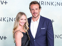 Kayla Radomski and Jason Segel arrive at the World Premiere Of Apple TV+ Series' 'Shrinking' Season 2 held at the Pacific Design Center on O...