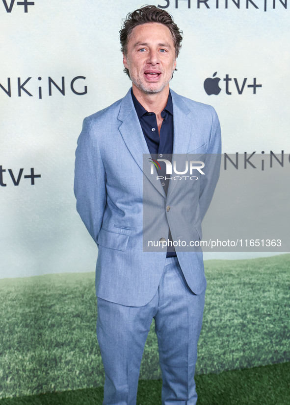 Zach Braff arrives at the World Premiere Of Apple TV+ Series' 'Shrinking' Season 2 held at the Pacific Design Center on October 8, 2024 in W...