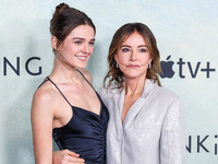 Charlotte Lawrence and mother Christa Miller arrive at the World Premiere Of Apple TV+ Series' 'Shrinking' Season 2 held at the Pacific Desi...