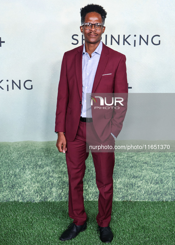 Edgar Blackmon arrives at the World Premiere Of Apple TV+ Series' 'Shrinking' Season 2 held at the Pacific Design Center on October 8, 2024...