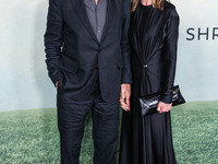 Harrison Ford and wife Calista Flockhart arrive at the World Premiere Of Apple TV+ Series' 'Shrinking' Season 2 held at the Pacific Design C...