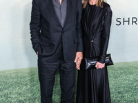 Harrison Ford and wife Calista Flockhart arrive at the World Premiere Of Apple TV+ Series' 'Shrinking' Season 2 held at the Pacific Design C...