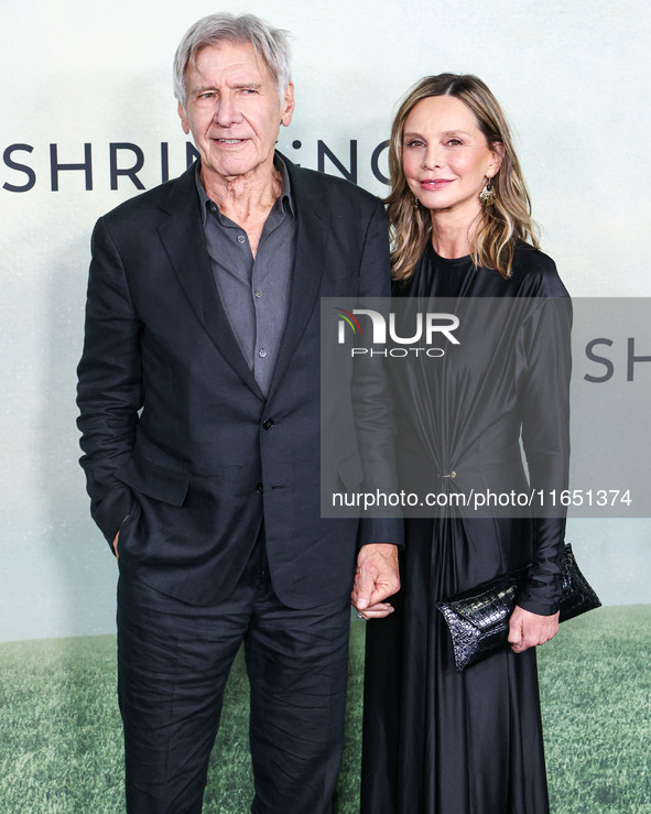 Harrison Ford and wife Calista Flockhart arrive at the World Premiere Of Apple TV+ Series' 'Shrinking' Season 2 held at the Pacific Design C...