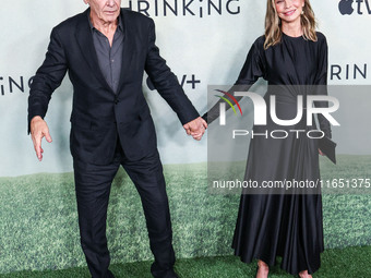 Harrison Ford and wife Calista Flockhart arrive at the World Premiere Of Apple TV+ Series' 'Shrinking' Season 2 held at the Pacific Design C...