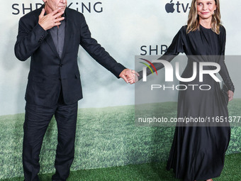 Harrison Ford and wife Calista Flockhart arrive at the World Premiere Of Apple TV+ Series' 'Shrinking' Season 2 held at the Pacific Design C...