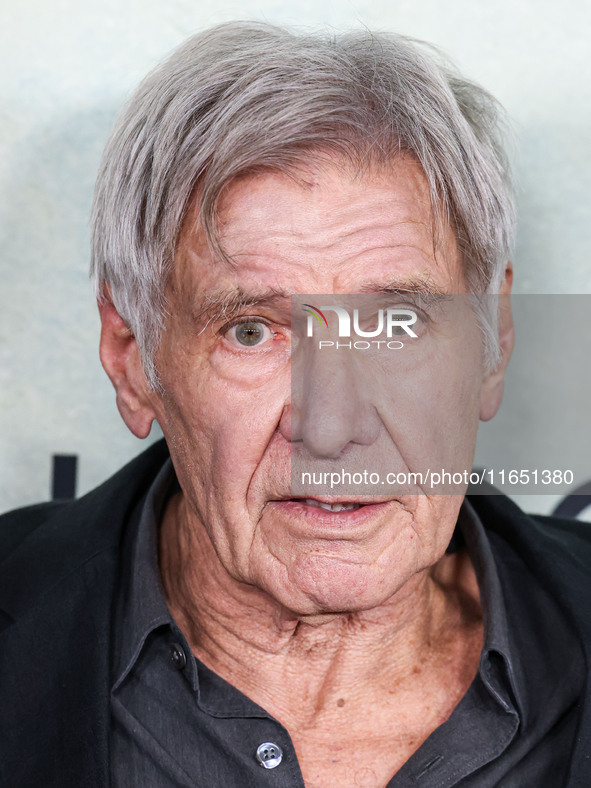 Harrison Ford arrives at the World Premiere Of Apple TV+ Series' 'Shrinking' Season 2 held at the Pacific Design Center on October 8, 2024 i...