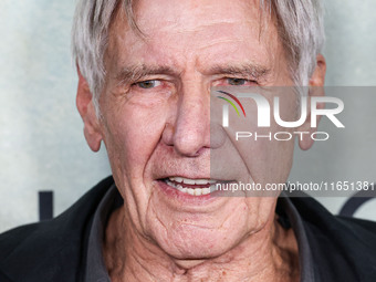 Harrison Ford arrives at the World Premiere Of Apple TV+ Series' 'Shrinking' Season 2 held at the Pacific Design Center on October 8, 2024 i...