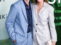 Zach Braff and Christa Miller arrive at the World Premiere Of Apple TV+ Series' 'Shrinking' Season 2 held at the Pacific Design Center on Oc...