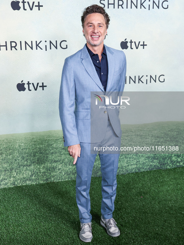 Zach Braff arrives at the World Premiere Of Apple TV+ Series' 'Shrinking' Season 2 held at the Pacific Design Center on October 8, 2024 in W...