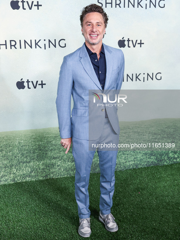 Zach Braff arrives at the World Premiere Of Apple TV+ Series' 'Shrinking' Season 2 held at the Pacific Design Center on October 8, 2024 in W...