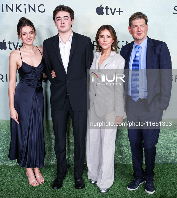 Charlotte Lawrence, William Stoddard Lawrence, Christa Miller and Bill Lawrence arrive at the World Premiere Of Apple TV+ Series' 'Shrinking...