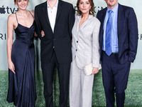 Charlotte Lawrence, William Stoddard Lawrence, Christa Miller and Bill Lawrence arrive at the World Premiere Of Apple TV+ Series' 'Shrinking...