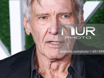 Harrison Ford arrives at the World Premiere Of Apple TV+ Series' 'Shrinking' Season 2 held at the Pacific Design Center on October 8, 2024 i...