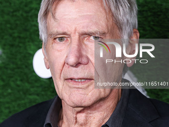 Harrison Ford arrives at the World Premiere Of Apple TV+ Series' 'Shrinking' Season 2 held at the Pacific Design Center on October 8, 2024 i...